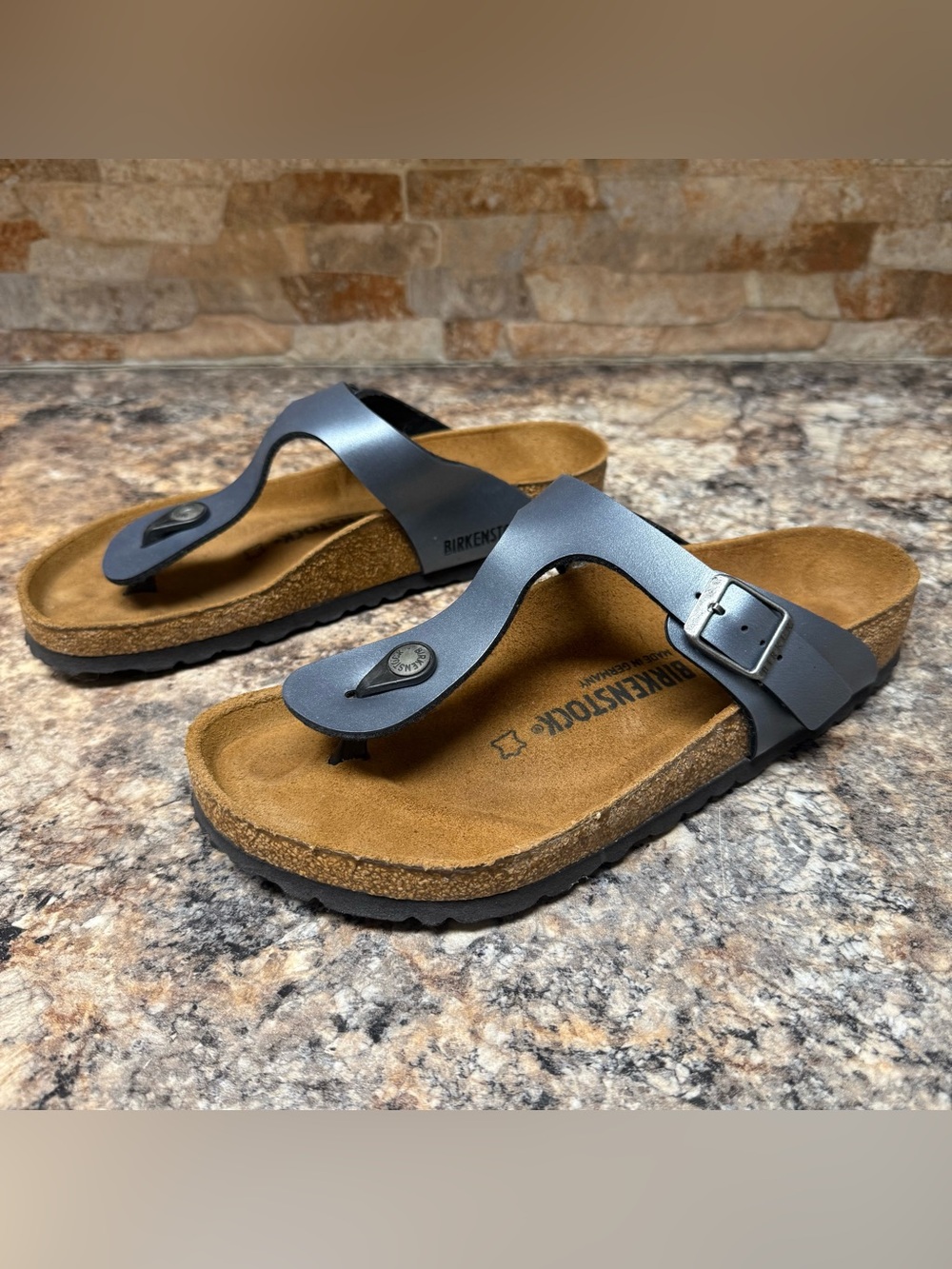 Birkenstock Gizeh Sandal Onyx Metallic Black Size EU 39 US 8
